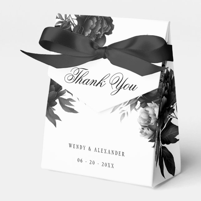 Classic Gothic White Wedding Thank You Favour Box (Front Side)
