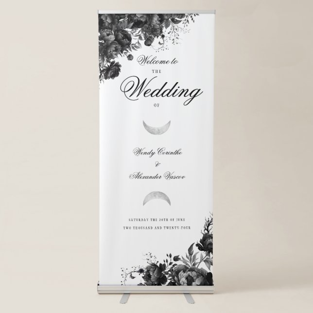 Classic Gothic White Wedding Welcome Retractable Banner (Front)