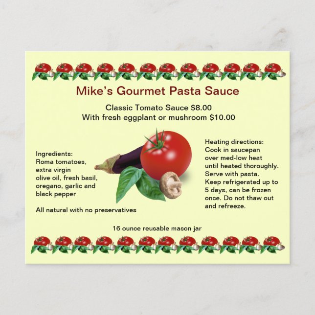 Classic Gourmet Pasta Sauce 4.5" x 5.6" Flyer (Front)