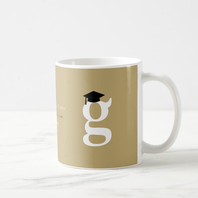 Classic Grad's Monogram 'G' Mortarboard Minimalist Coffee Mug (Right)