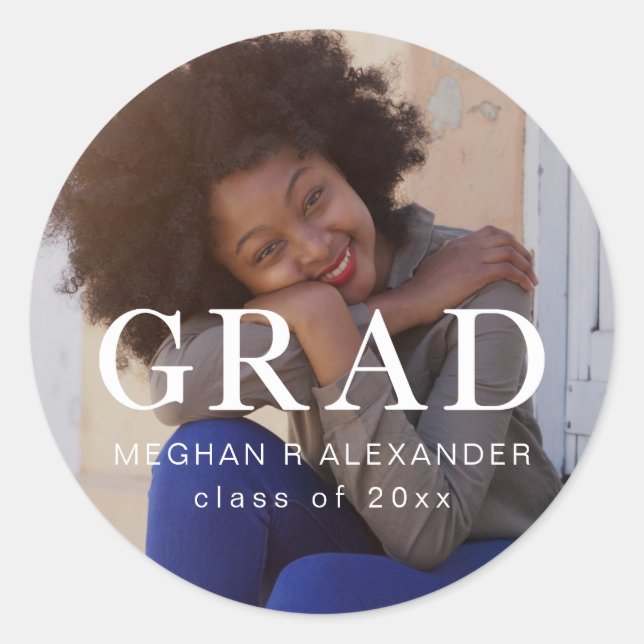 Classic Graduate Photo and Name Sticker (Front)