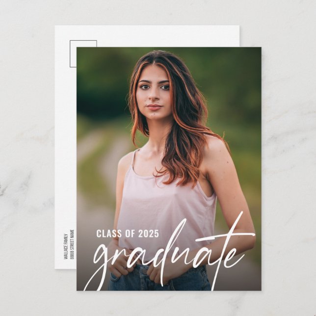 Classic Graduate Photo Class of 2025 Custom Invitation Postcard (Front/Back)