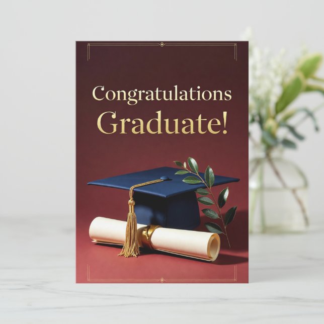 Classic Graduation Achievement Theme Holiday Card (Standing Front)
