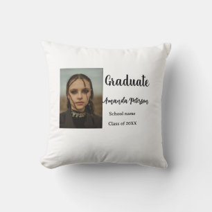 Classic graduation add photo name class year schoo cushion