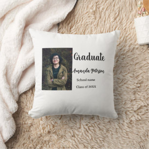 Classic graduation add photo name class year schoo cushion