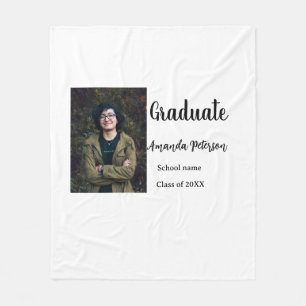Classic graduation add photo name class year schoo fleece blanket