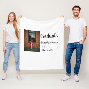 Classic graduation add photo name class year schoo fleece blanket