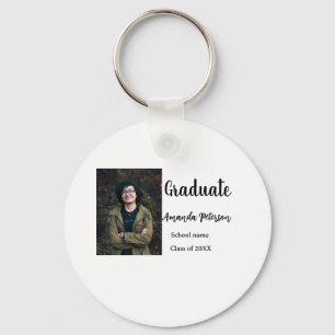 Classic graduation add photo name class year schoo key ring