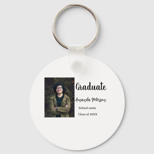Classic graduation add photo name class year schoo key ring (Front)