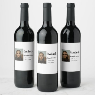Classic graduation add photo name class year schoo wine label