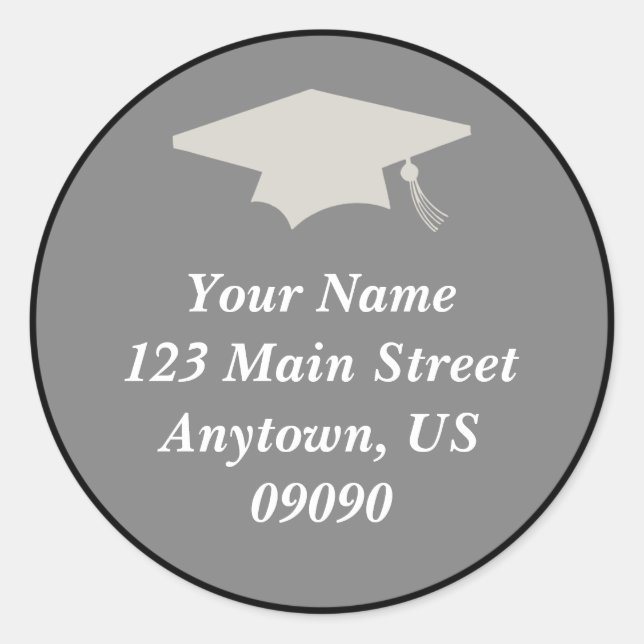 Classic Graduation Address Label (Black) (Front)