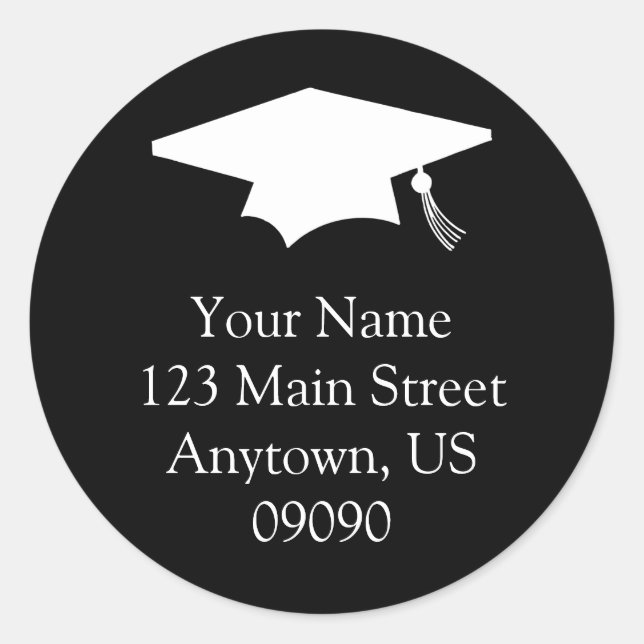Classic Graduation Address Label (Black) (Front)