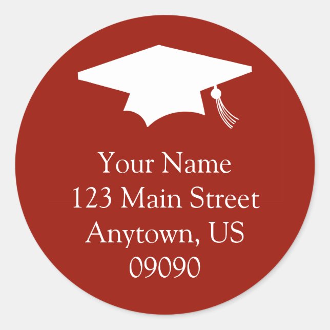 Classic Graduation Address Label (Maroon) (Front)