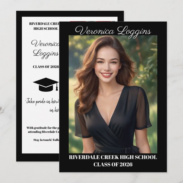 Classic Graduation Announcement Photo Cards (Front/Back)