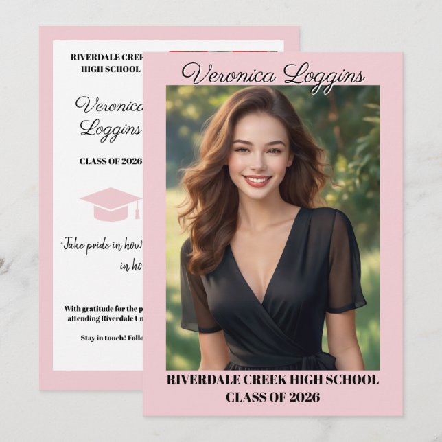 Classic Graduation Announcement Photo Cards (Front/Back)
