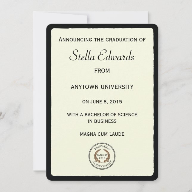 Classic Graduation Announcement Round Corners (Front)