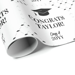 Classic Graduation Cap Personalised Wrapping Paper