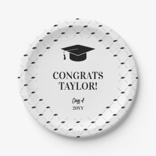 Classic Graduation Cap Personalized Paper Plate