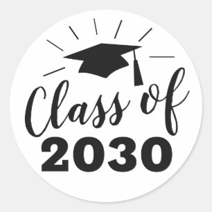 Classic Graduation Class of Year Party Favour Blac Classic Round Sticker