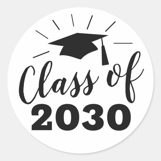 Classic Graduation Class of Year Party Favour Blac Classic Round Sticker (Front)