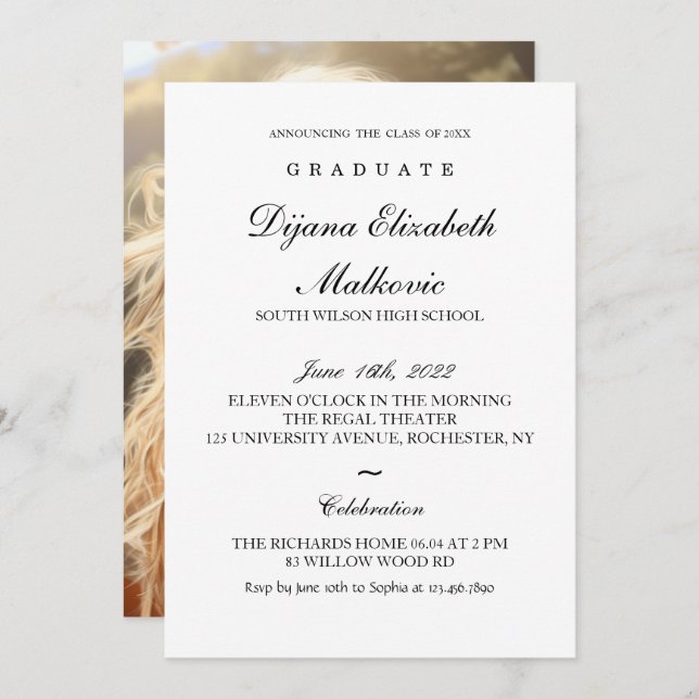Classic Graduation Invitation (Front/Back)