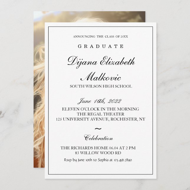Classic Graduation Invitation (Front/Back)