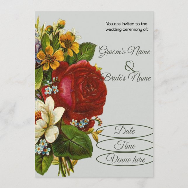 Classic Grand Floral Wedding Invitation Keepsake (Front)