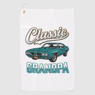 Classic Grandpa Vintage Car T-Shirt Design_1 Golf Towel