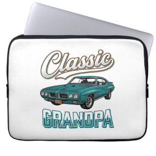 Classic Grandpa Vintage Car T-Shirt Design_1 Laptop Sleeve