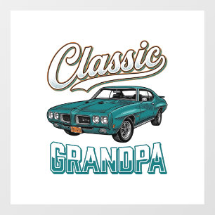 Classic Grandpa Vintage Car T-Shirt Design_1 Window Cling