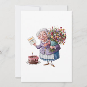 Classic Granny Bday with Giant Flowers Card