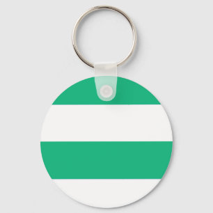 Classic Grass Green and White Striped Pattern Key Ring