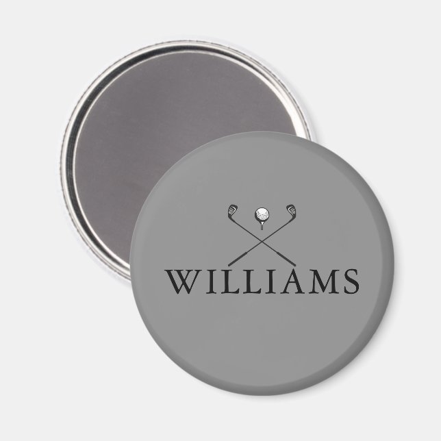 Classic Gray Personalized Name Golf Clubs Magnet (Front/Back)