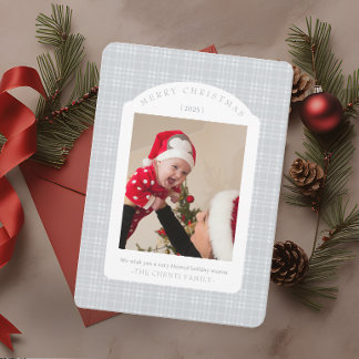 Classic Gray Plaid Christmas Card