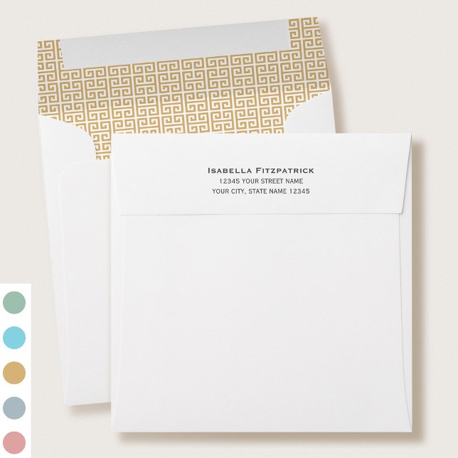 Classic Greek Key Pattern Return Address Gold Envelope (Creator Uploaded)