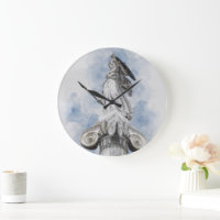 Classic Greek Statue Athena Large Clock – Elegant