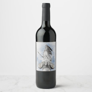 Classic greek statue Athena Wine Label