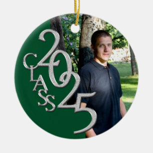 Classic Green 2025 Graduate Photo Ceramic Tree Decoration