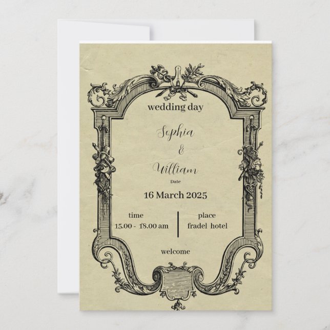 Classic Green and Black Wedding Invitation (Front)