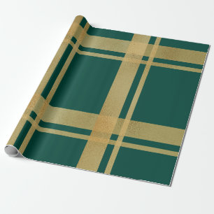 Classic Green and Gold Tartan Wrapping Paper