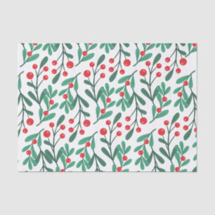 Classic Green and Red Christmas Floral Tissue  Tissue Paper