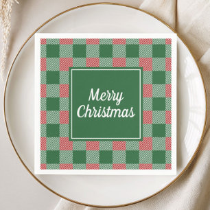 Classic Green And Red Plaid Christmas Napkin