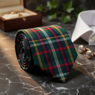 Classic Green and Red Tartan Plaid Pattern Tie