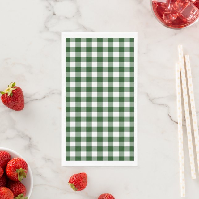 Classic Green and White Gingham Check Napkin (Insitu)