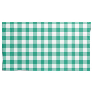 Classic Green And White Gingham Checks Pattern Pillowcase