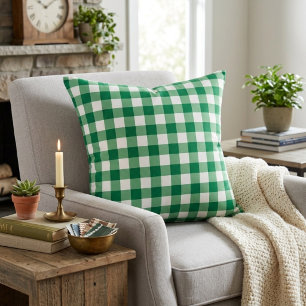 Classic Green And White Gingham Plaid Cushion