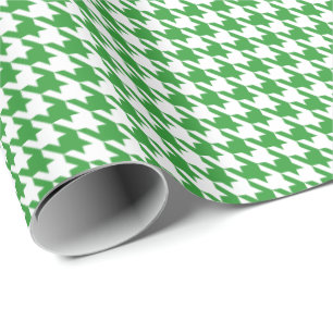 Classic Green and White Houndstooth Pattern  Wrapping Paper