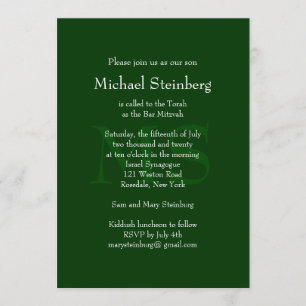 Classic Green Bar Mitzvah Invitation