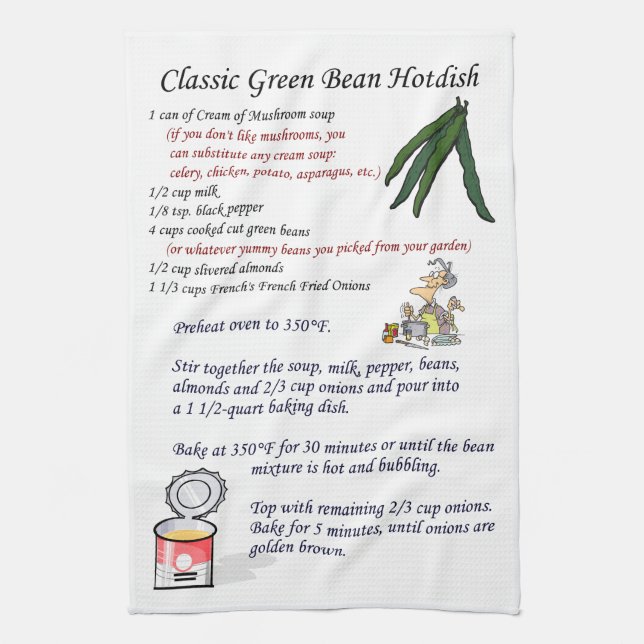 Classic Green Bean Hotdish Tea Towel (Vertical)