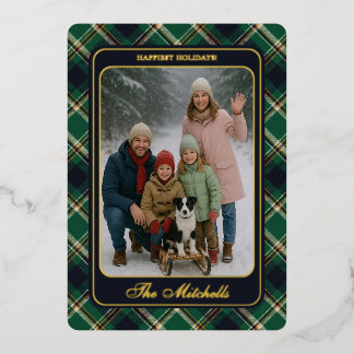 Classic Green Blue Yellow Plaid Pattern Holiday